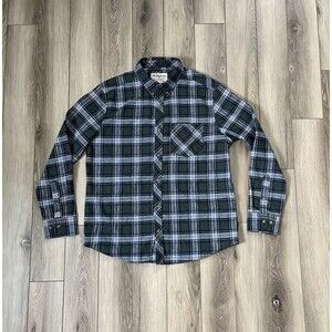 One Day Away Button Down Casual Plaid Flannel Mens Large